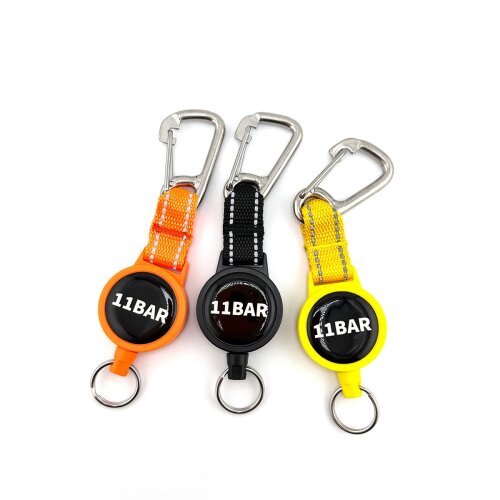 11BAR Retractor mit Edelstahlsehne - 80cm - Schwarz, Gelb...