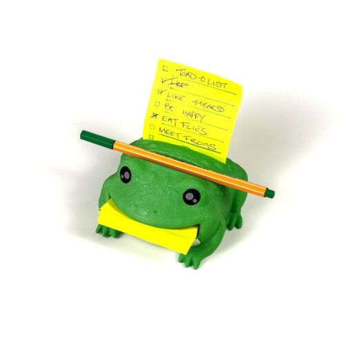 Note Toad | Frosch Schreibtisch-Organizer & Notizhalter | Sticky Note Halter mit Stifteablage | 3D-gedruckte Schreibtisch Deko