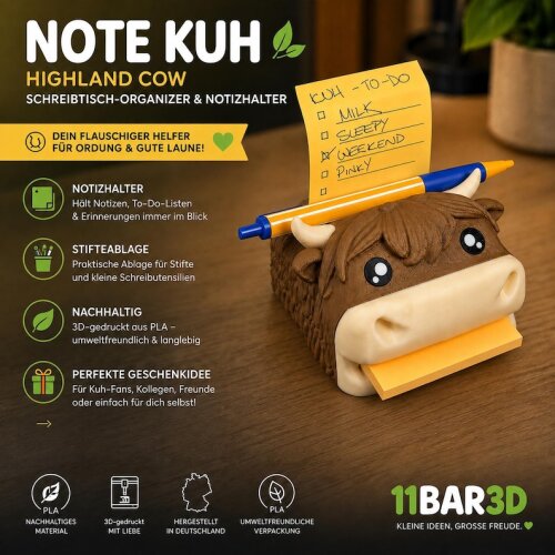 Note Kuh | Highland Cow Schreibtisch-Organizer &...