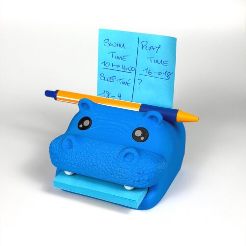 Note Hippo | Nilpferd Schreibtisch-Organizer & Notizhalter | Sticky Note Halter mit Stifteablage | 3D-gedruckte Schreibtisch Deko