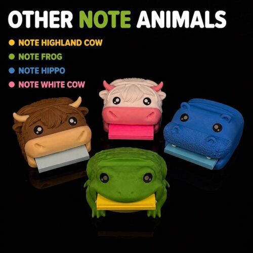 Note Hippo | Nilpferd Schreibtisch-Organizer & Notizhalter | Sticky Note Halter mit Stifteablage | 3D-gedruckte Schreibtisch Deko
