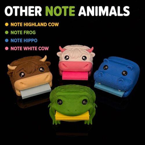 Note White Kuh  | Highland White Cow Schreibtisch-Organizer & Notizhalter | Sticky Note Halter mit Stifteablage | 3D-gedruckte Kuh Deko